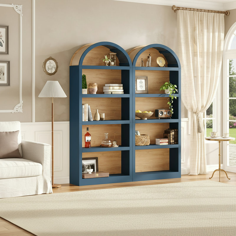 2 Piece 68.8" Tall Bookcase, 5 Tier Floor Standing Bookshelves, Blue