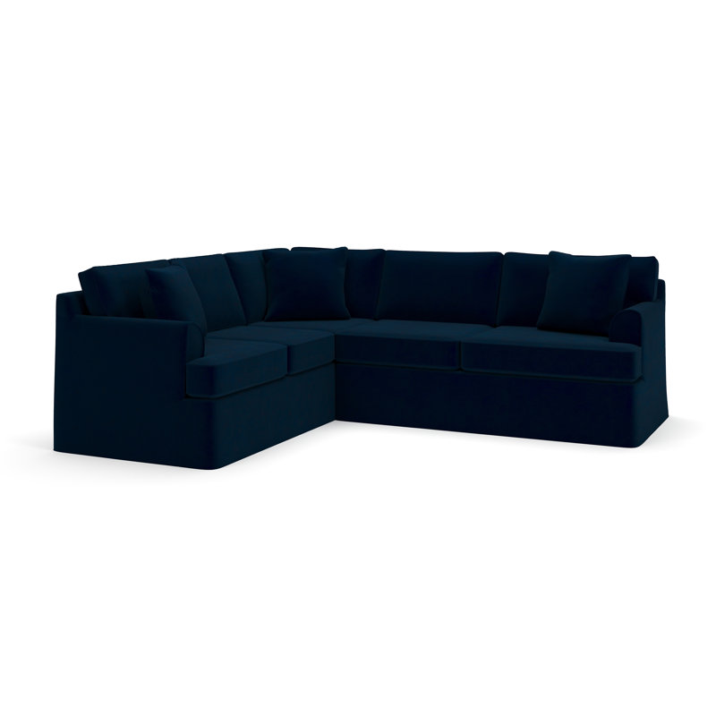 Conradina 2-Piece Slipcovered Sectional, Cruise Adrift, Bella Ink Blue Performance Velvet