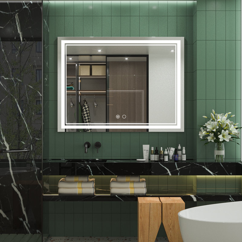 Adorna Frameless LED Lighted Bathroom / Vanity Mirror with Brightness Adjustable, Memory Function, Anti-fog, 36" x 48"