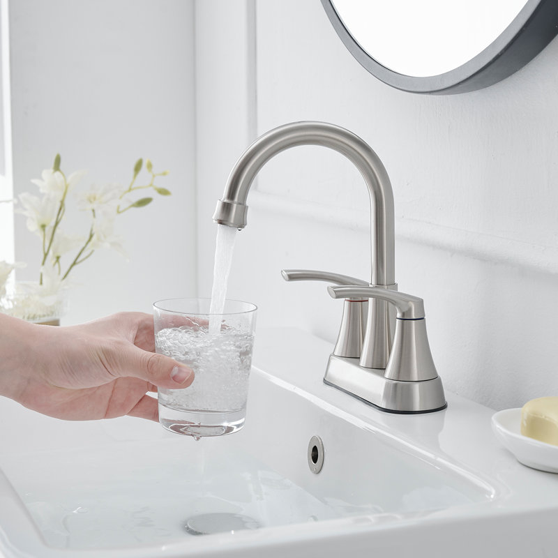 VIBRANTBATH 2-handle Bathroom Faucet with Drain Assembly, Brushed Nickel