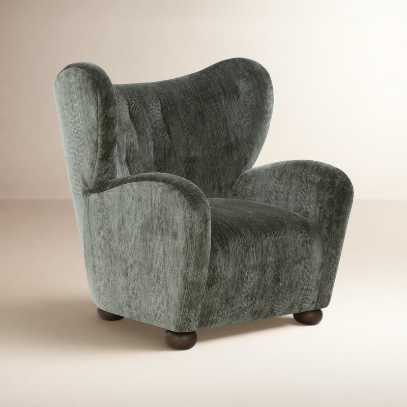 Galloway Wingback Accent Chair, Dark Green Chenille