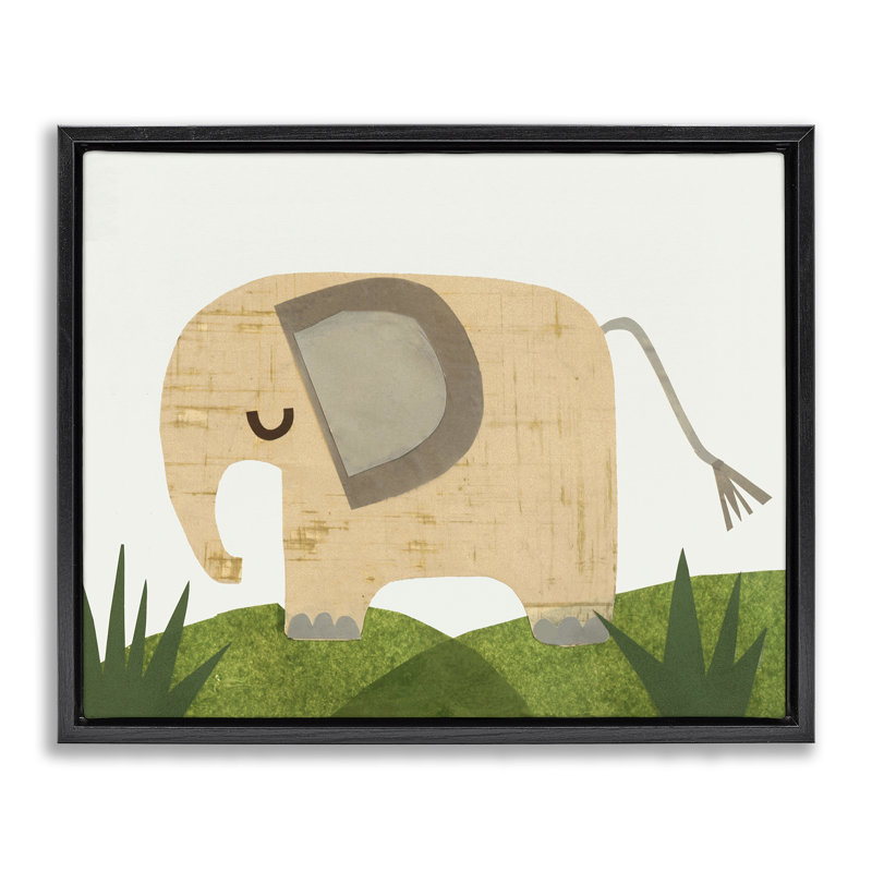 «Cozy Corner Elephant», encadrée par Jenny Westenofer, H 17 po x l 21 po, Cadre flottant noir de jais