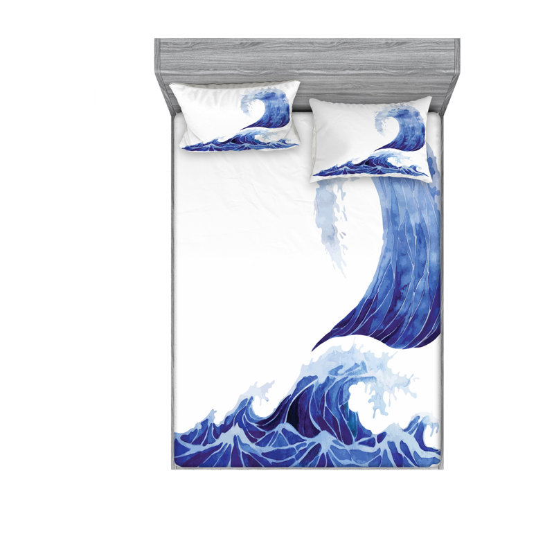 Microfiber Abstract Sheet Set, Queen Sheet Set with Fitted Sheet