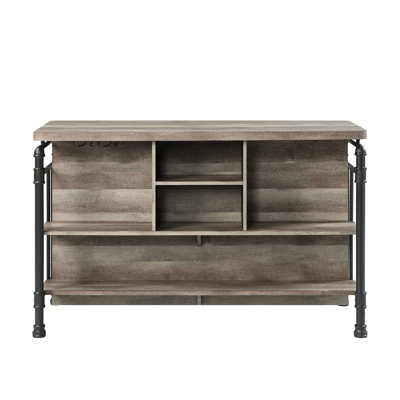 Gray And Oak Counter Height Table With 2 Shelves Storage Antique & Sandy Table, 121 Lb Weight Capacity