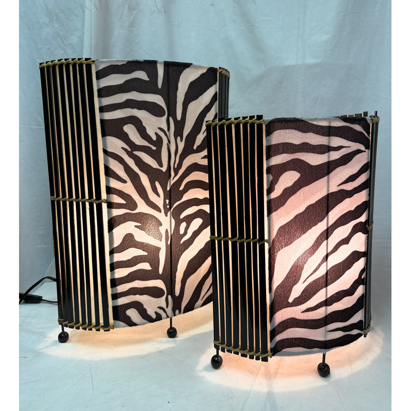 Zebra Print Oval Table Lamp Set