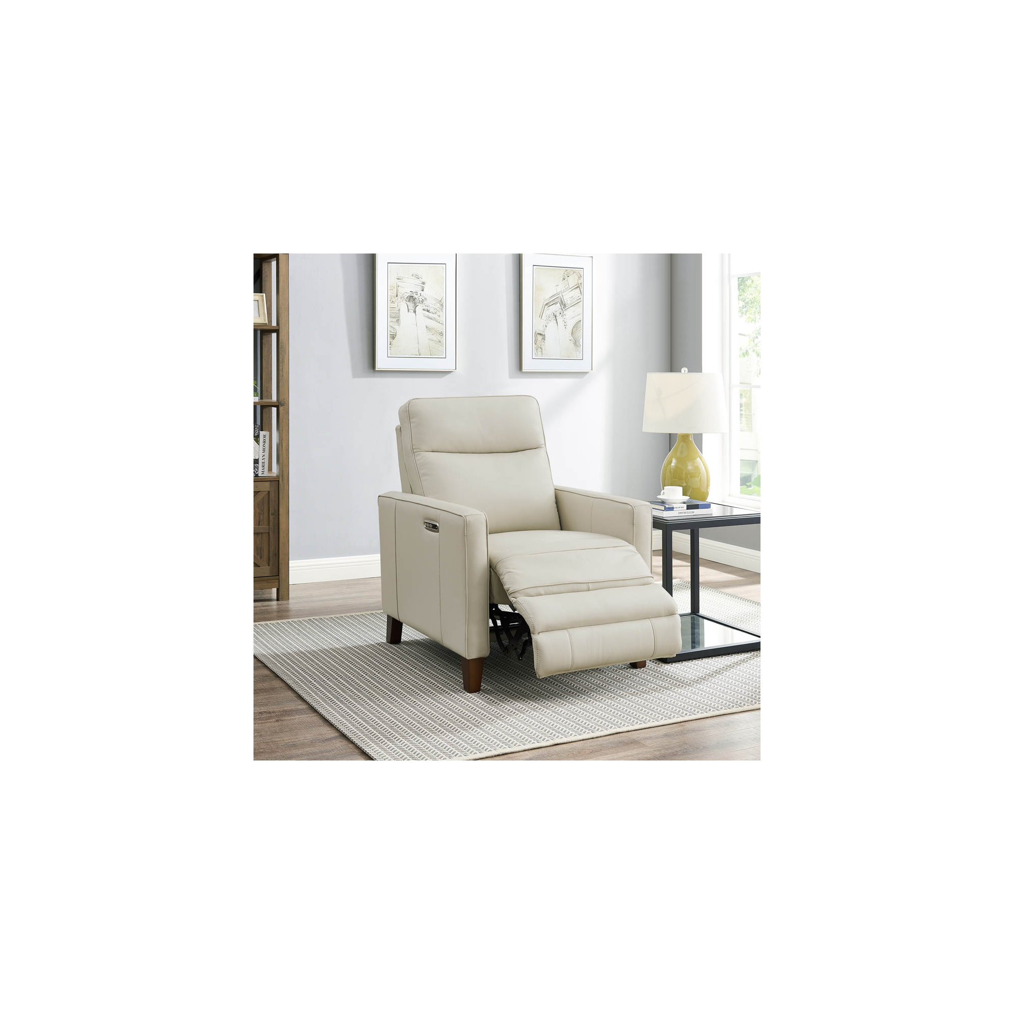 Ashby Recliner, Vanilla Genuine Leather