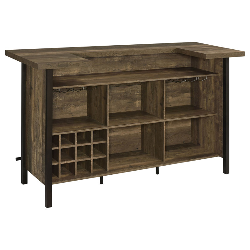 Lampton Rustic Oak Freestanding Home Bar