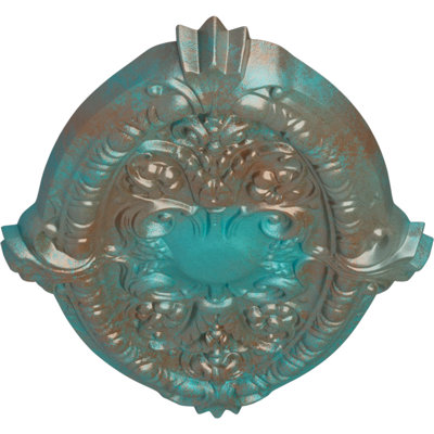 Endurathane Marcella Ceiling Medallion, 26 3/8"W x 17 1/4"H x 1 3/4"P (Fits Canopies up to 3"), Hand-Painted Copper Green Patina Finish