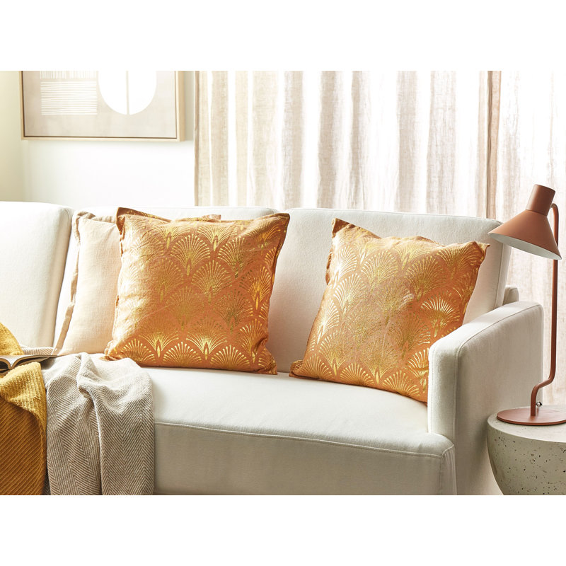 Avgoustinos Geometric Square Throw Cushion, Orange