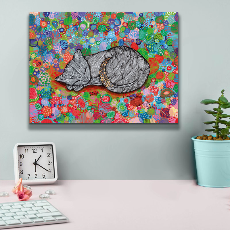 «Sleepy Cat2» par Noemi Ibarz, reproduction d'art sur toile, H 12 po x l 16 po x P 0,75 po