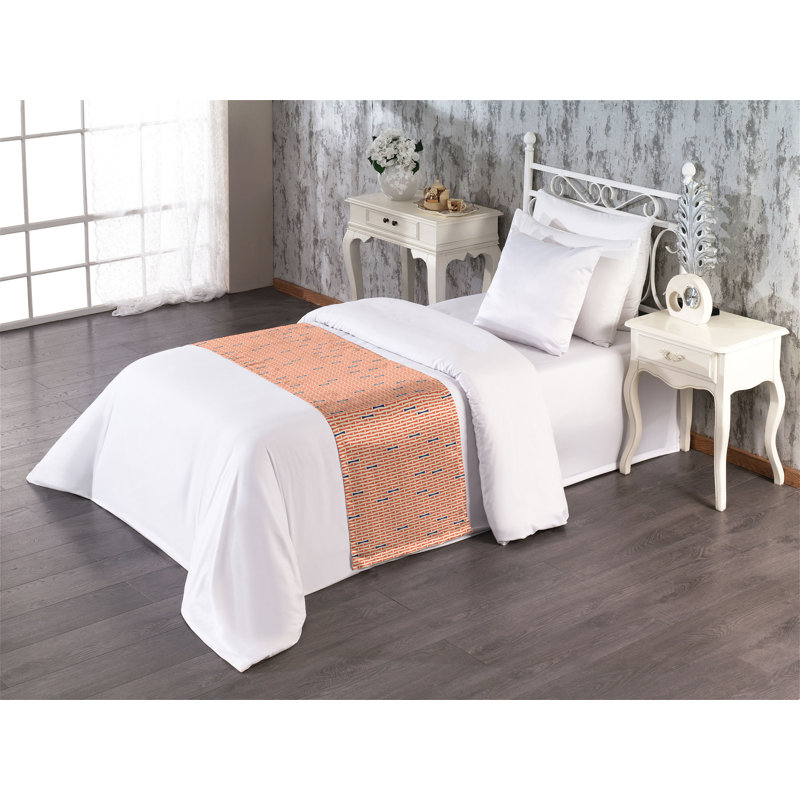 Ambesonne Abstract Bed Runner Bicolour Modern Pattern Indigo Burnt Sienna, Twin