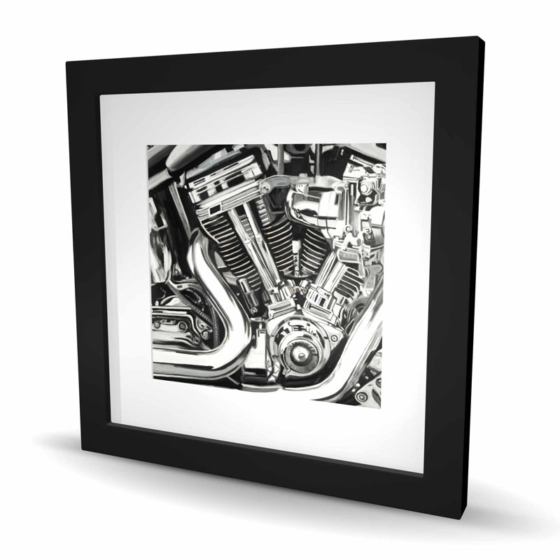 Mécanisme d'une moto - décor encadré mat blanc