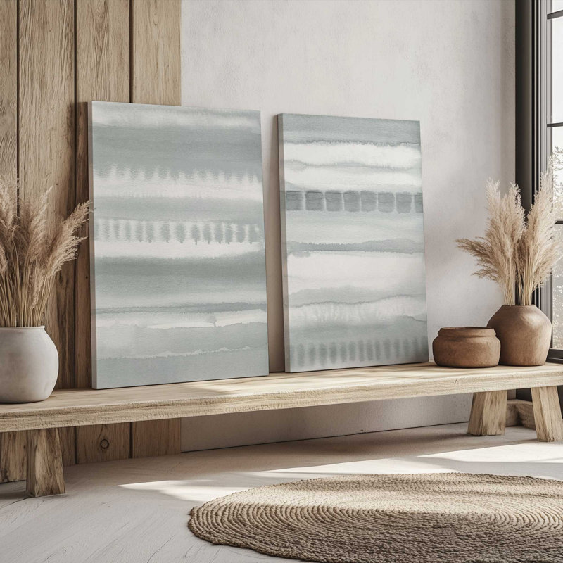 Ensemble de 2 toiles tendres dégradées douces dans un cadre doré, 30 po x 20 po, Cadre flottant blanc opaque