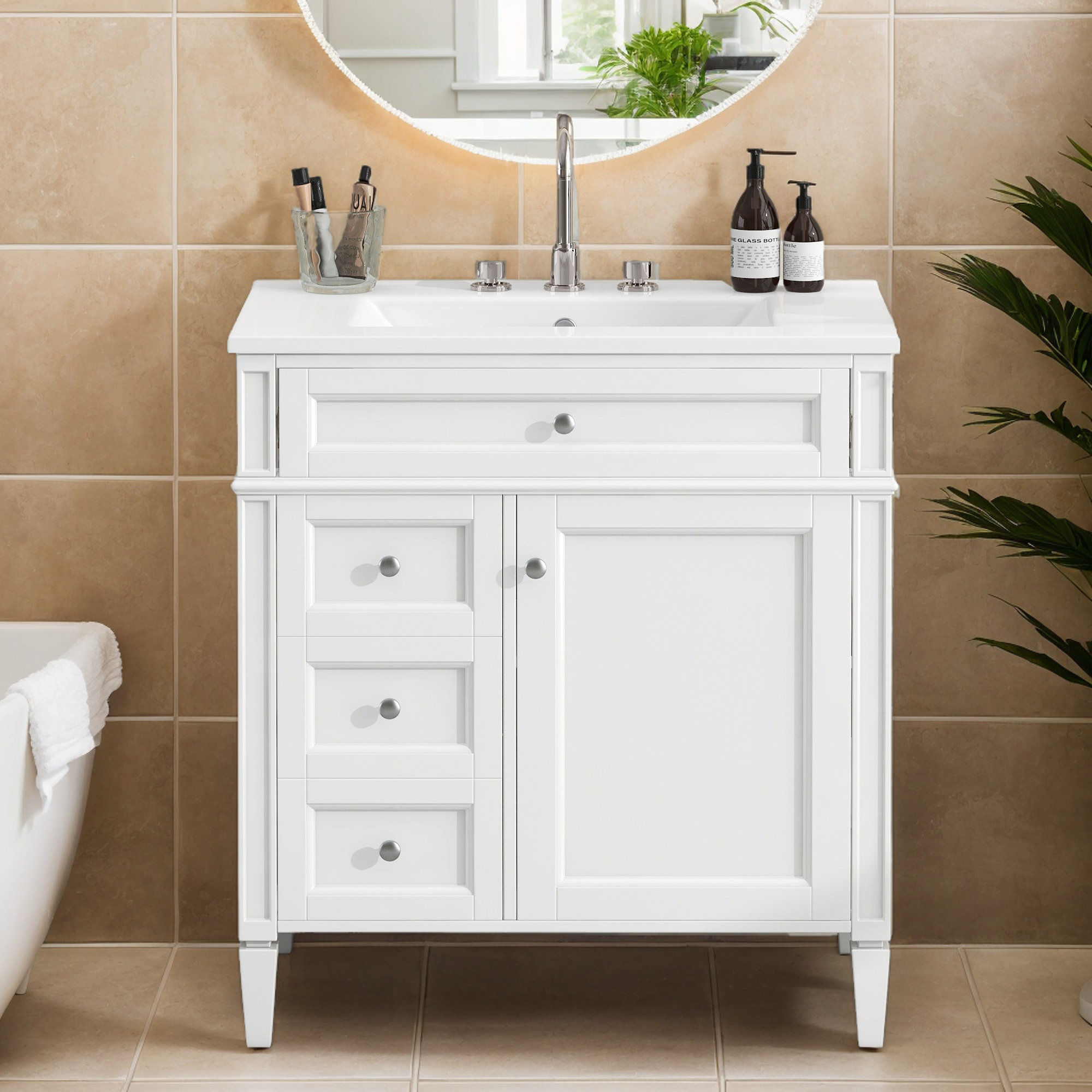 Ebern Designs Single Bathroom Vanity With Sink, 30'' Vintage Bathroom ...