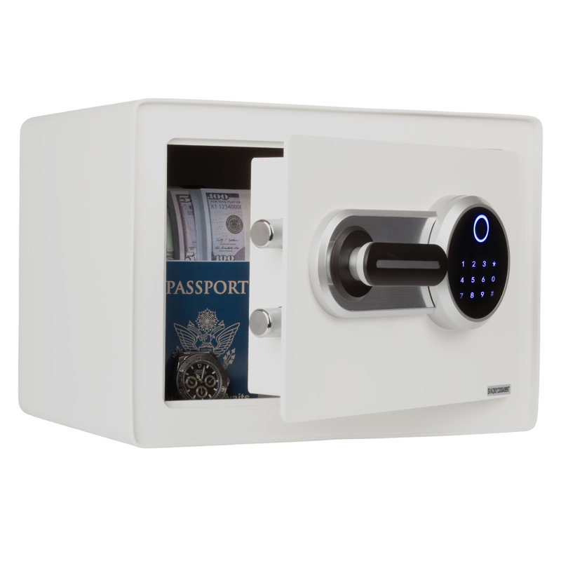 Stalwart Fingerprint Biometric Safe Lockbox, White