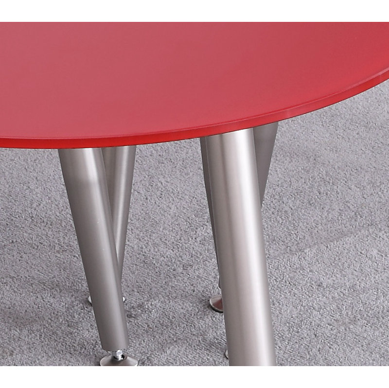 Weronika Contemporary Shaped-Top Glass Cocktail Table, Red