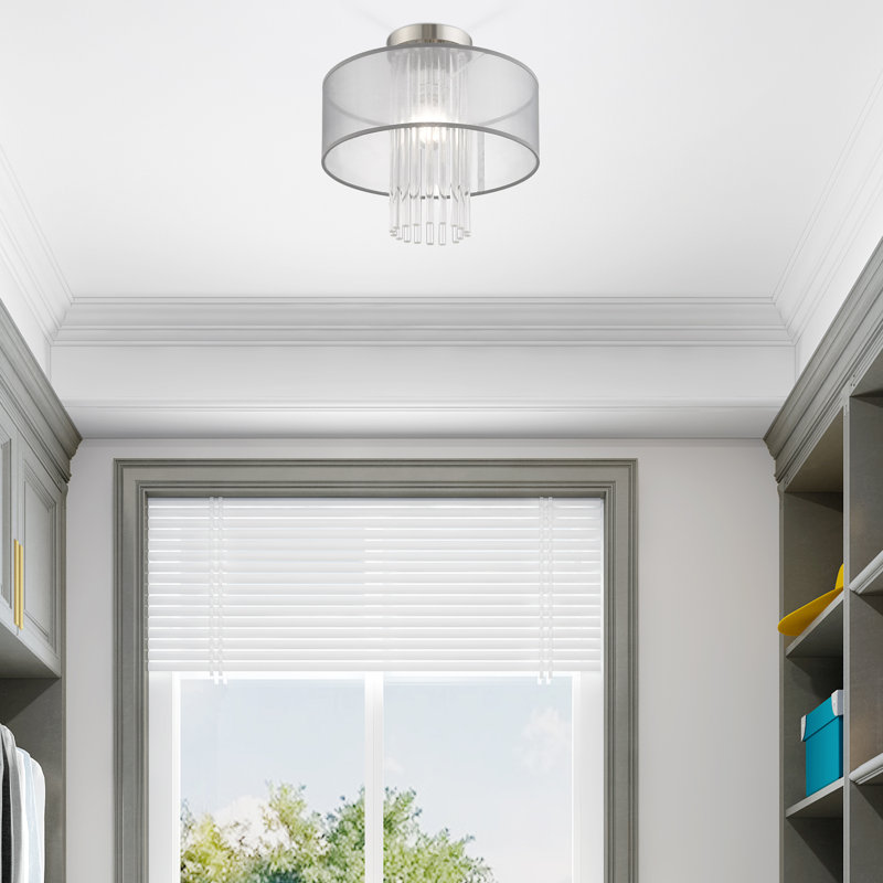 Plafonnier semi-encastré 1 lumière Hanson, H 12,5 po x l 13 po x p 13 po, Gris translucide