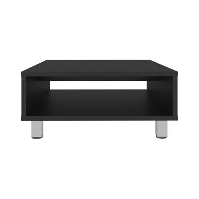 Table basse moderne carrée H 10 po avec rangement ouvert noir