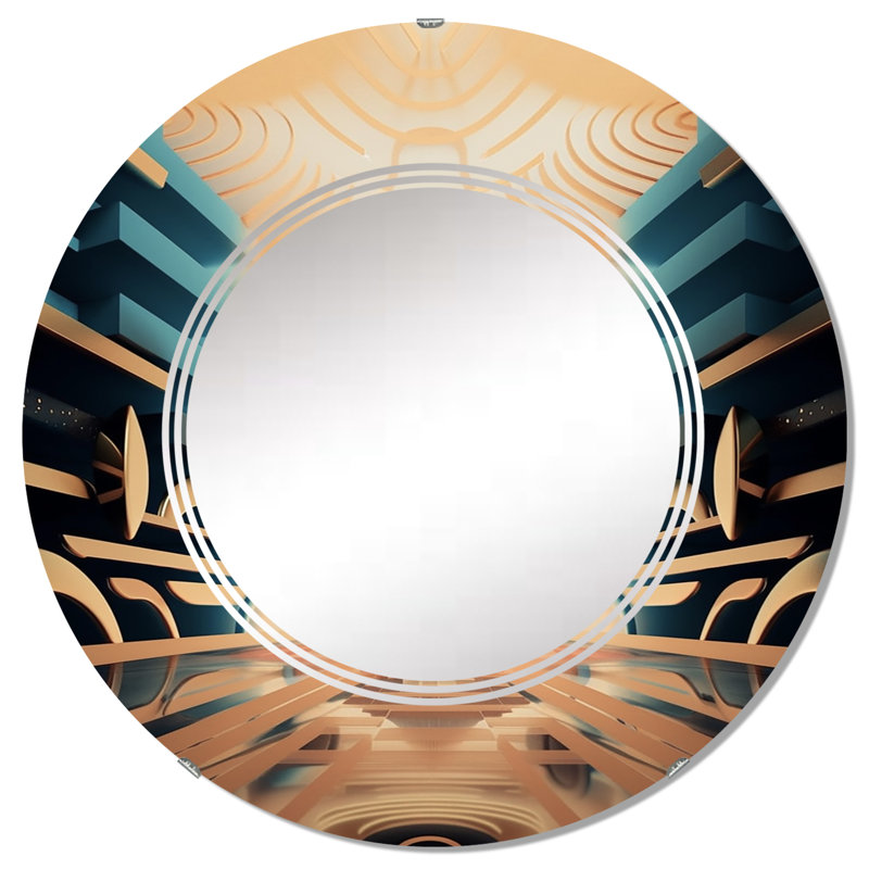 Armeria - Miroir mural moderne rond, 32 po x 32 po