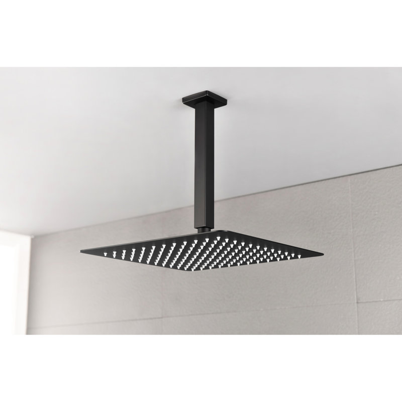 Matte Black Shower Head For Bathroom - Stainless Steel, High , Water Saving, Self-Cleaning Nozzle, Works With All Standard Arms Rainfall Arm Fit