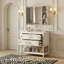 Ensemble de meuble-lavabo 36 po avec ensemble de meuble-lavabo, lavabo en céramique encastré, ensemble de meuble-lavabo autoportant avec 4 tiroirs, armoire de salle de bain avec cadre en bois massif, beige