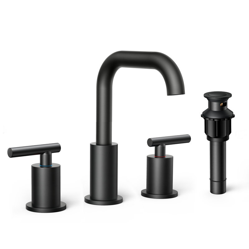Robinet de salle de bain à large entraxe avec bonde, Noir