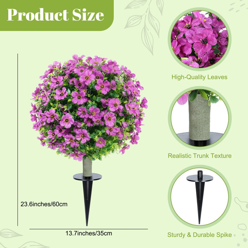 2 Pack Artificial Violet Blossom Topiary Trees