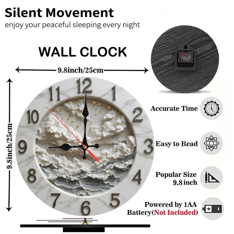 Horloge murale à relief en relief