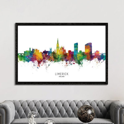 Limerick Ireland Skyline City Name by Michael Tompsett - Print on Canvas