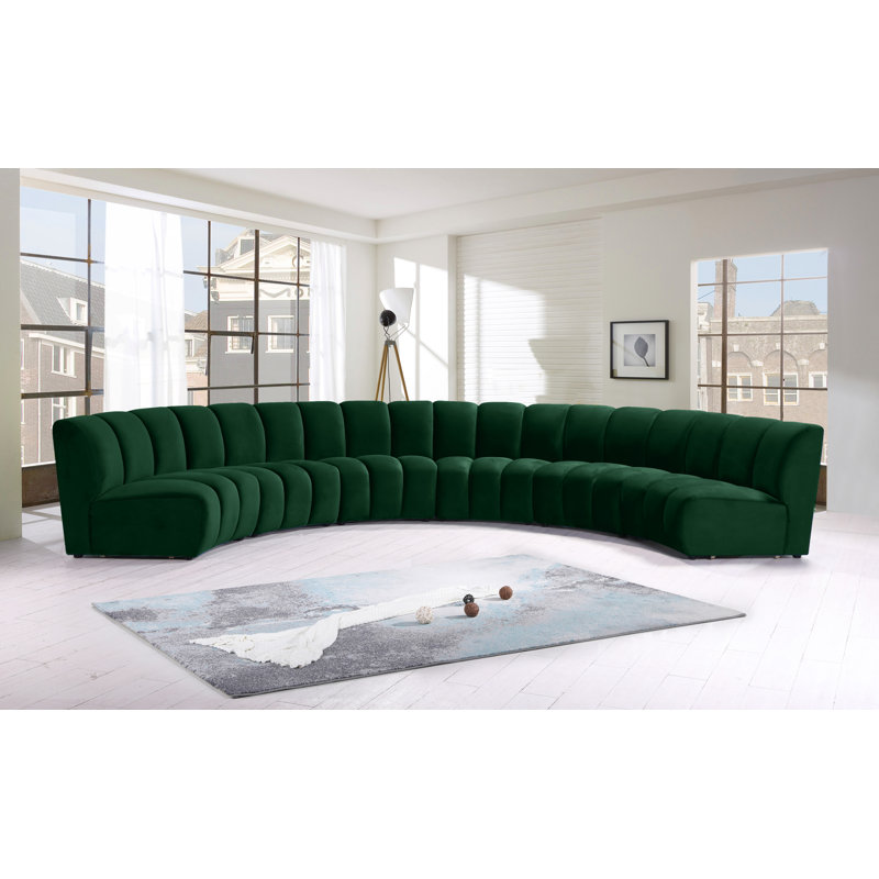 Infinity Wide Velvet Symmetrical Corner Sectional, Green Velvet, 6-Piece