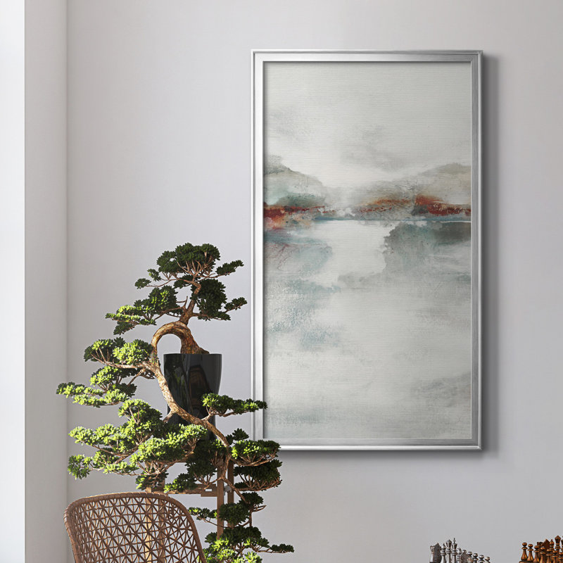 «Rising Veil IV», reproduction d'art, H 18,5 po x l 10,5 po x P 1,5 po, Toile encadrée argentée, Pas de tapis