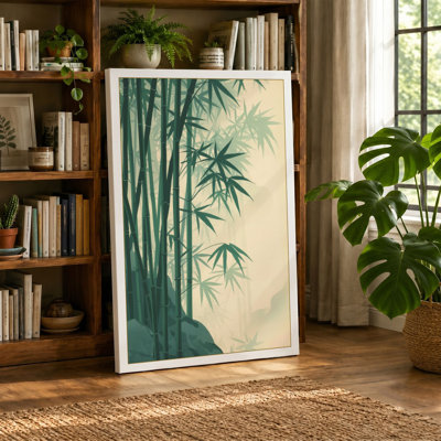 Misty Bamboo Grove Japandi - Wrapped Canvas