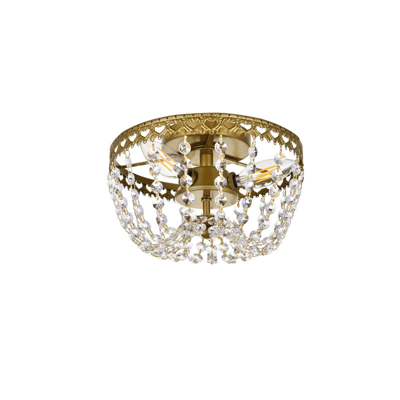 Attahrawi 3-Light Flush Mount, Brass, 6.3" H x 10" W x 10" D