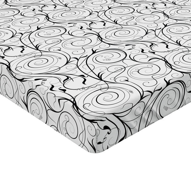 Ensemble de 2 draps-housses Ambesonne, Drap-housse de taille très grand, Motif floral blanc / noir