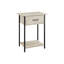 Table d'appoint à 2 niveaux dans la chambre à coucher - stratifié pierre crème et métal noir 24 po avec espace de rangement pour le salon