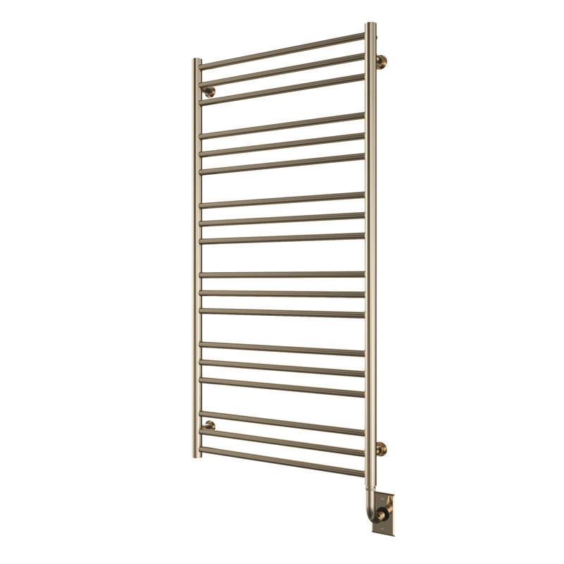 Porte-serviettes chauffant mural électrique 23,5 po x 47,5 po Sorano - nickel poli, garantie à vie, Nickel poli, Plug-in
