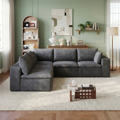 Canapé modulaire en L de 103 po x 99 po pour le salon, canapé modulaire avec repose-pieds mobile, sièges profonds en nuage pour le salon, la chambre à coucher, sans assemblage