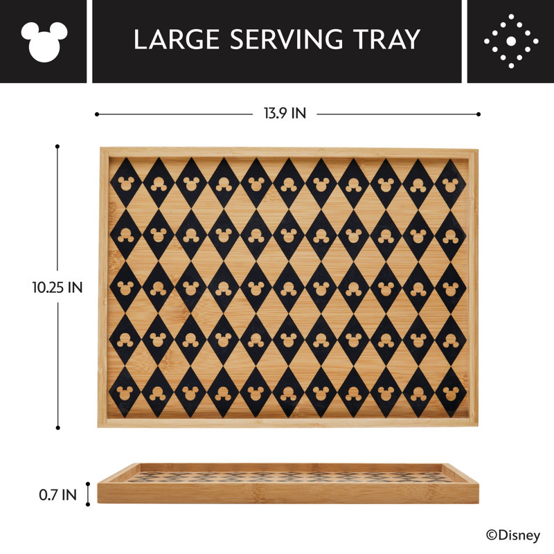 Disney Home Monochrome Serving Tray, Bamboo, 0.68" H x 13.9" L x 10.25" W