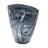 9.3x4.7x9.3" Smokey Black Glass Vase w/ Gold Rim