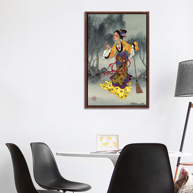 White Butterfly - Painting on Canvas, Classic Brown Wood Framed, 101.6 cm H x 66.04 cm W