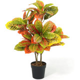 CAPHAUS Artificial Topiary Croton Tree in Pot w/ Dried Moss, UV Resistant, 30 / 36 / 42 Inch