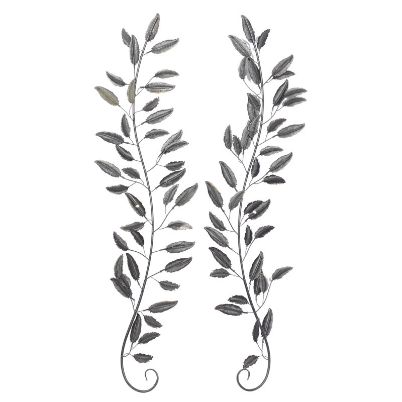 Metal Leaf Teal Wall Decor with Gold Accents Set