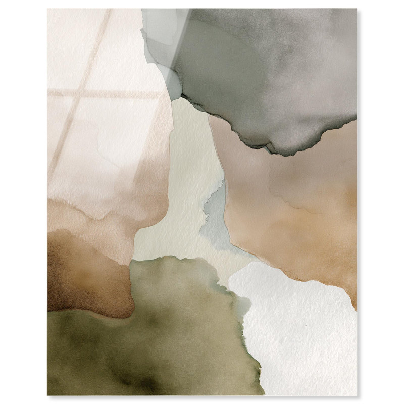 Reproduction d'acrylique à motif aquatique terre aquatique sur beige IV par Art Remedy, H 30 po x l 24 po