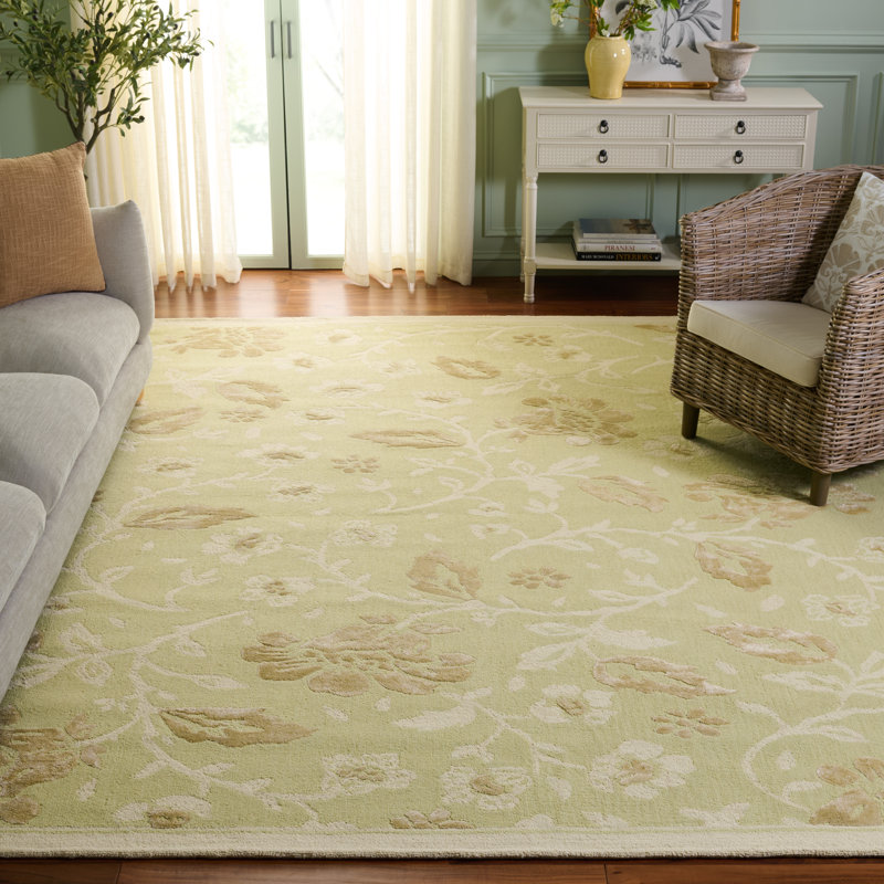 Asdur Hand Tufted Wool Floral Rug, Rectangle 8' x 10'
