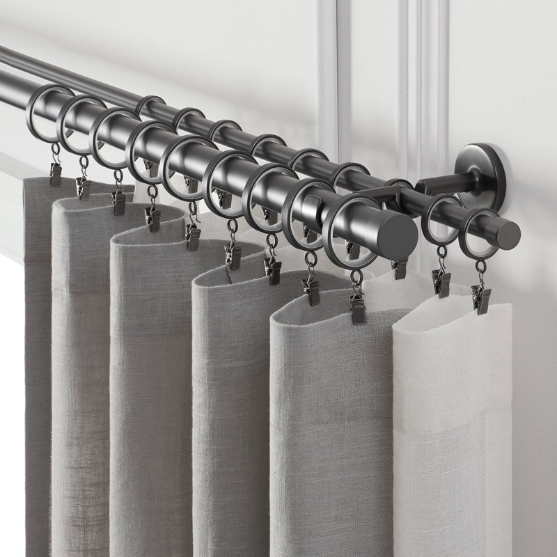 Cambria® Designer Series, diamètre supérieur de 1/8 po de qualité supérieure avec tringle arrière de 5/8 po, tringle à rideaux double non réglable, supports de designer