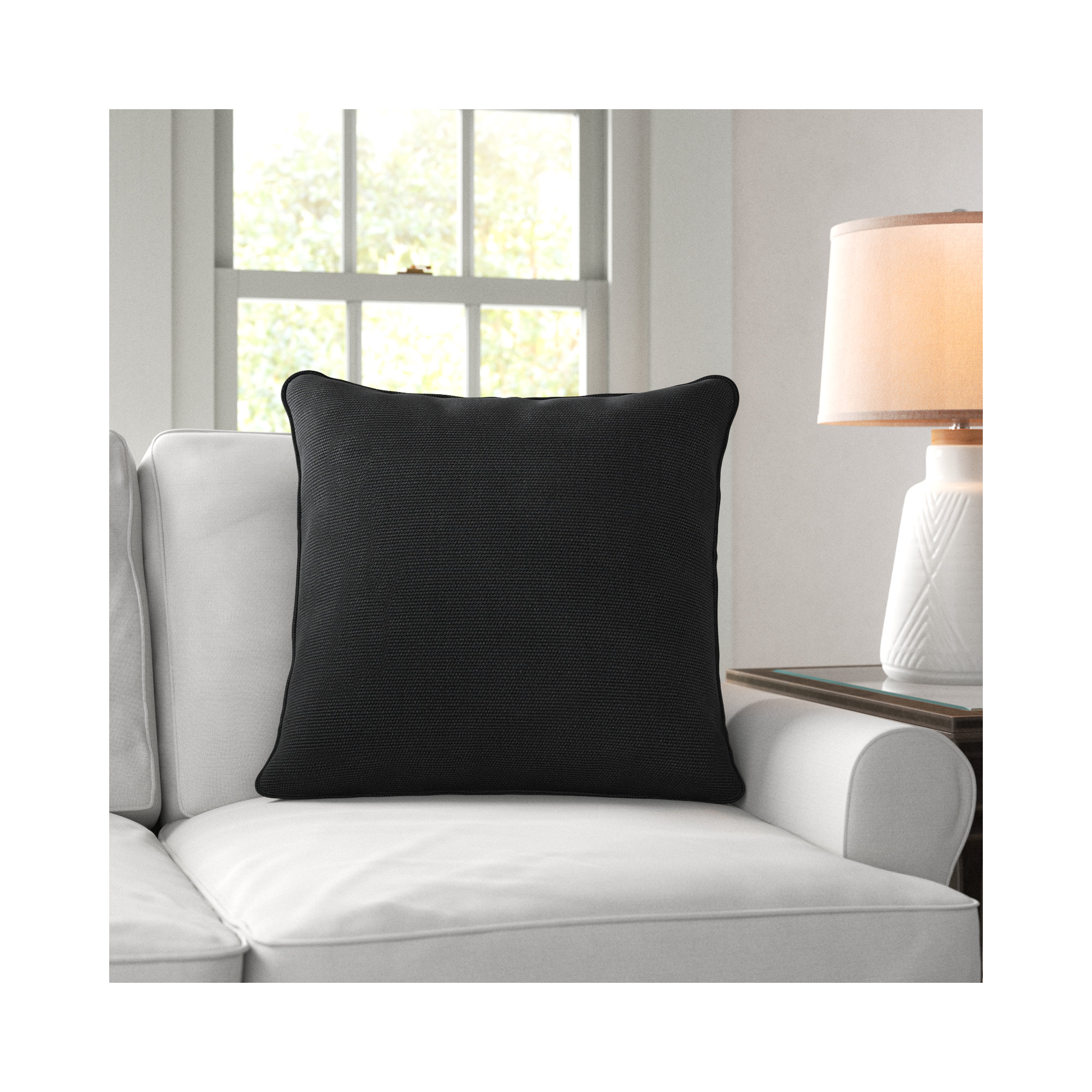 Ansonia Sunbrella® Indoor/Outdoor Throw Pillow, 22" x 22", Canvas Black