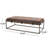 Soft Upholstered Brown Suede Metal Bench, Brushed Gold Frame, Seat For Two In Social Gatherings, Timeless Decor, High - Quality Material, 49 Depth, 25 Width, 16 Height Bench Suede, Two, Appeal, And-1827993042
