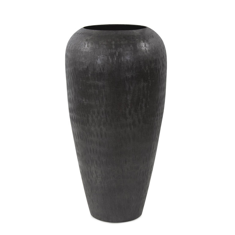 Etched Crossways Classic Torpedo Vase- Large, 12.25" H x 6.5" W x 6.5" D, Gray