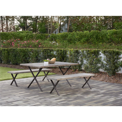 Fikes 4 - Person Metal Patio Dining Set with Rectangular Table