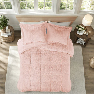 Ensemble de literie en fausse fourrure à poils doux, simple / simple TG, édredon hypoallergénique et taies décoratives